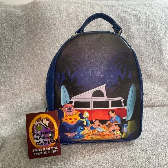 Lilo & Stitch Campfire On The Beach Mini Backpack Amazon.com: Loungefly Disney Stitch Camping Cuties Glow Mini  main image 4